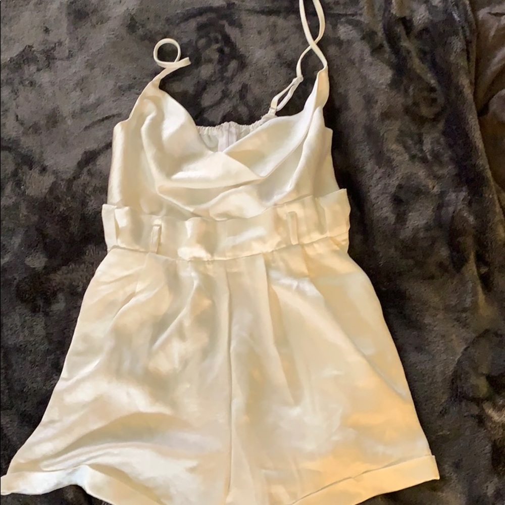 White silk romper - fashion nova